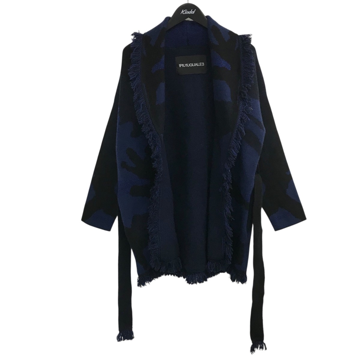 【中古】 1piu1uguale3 カモフラージュ柄ガウンコート MRK157 ネイビー×ブラック サイズ:3 【価格見直し】