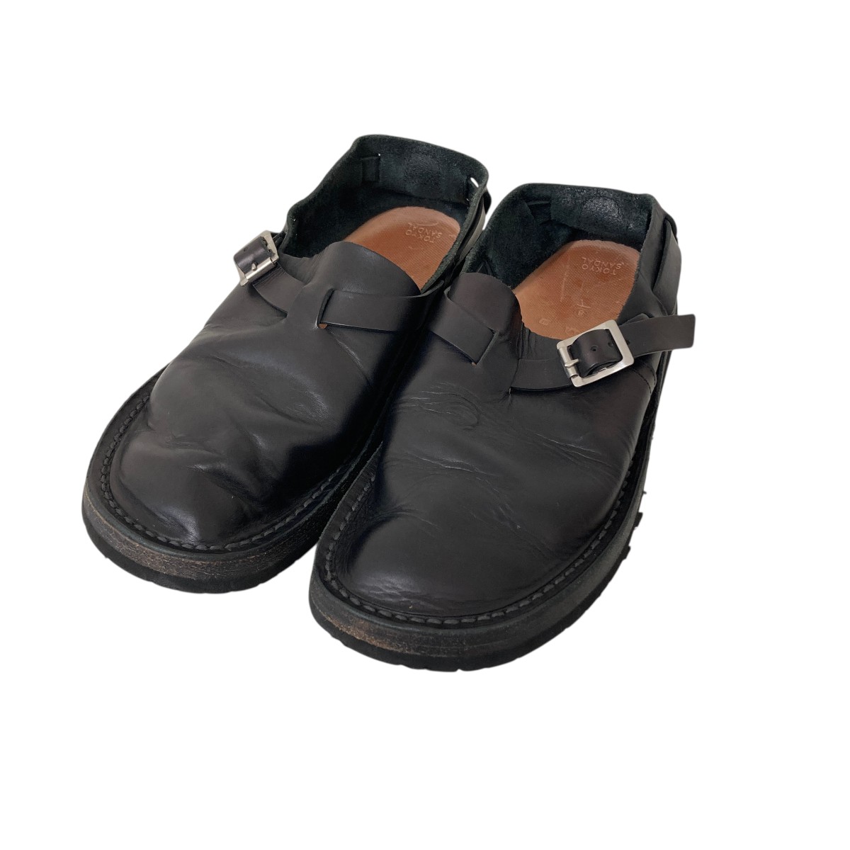 【中古】 TOKYO SANDAL BELT HOLD SLIP-ON レザーシューズ ブラック サイズ：8(26.0~27.0cm相当) 【価格見直し】
