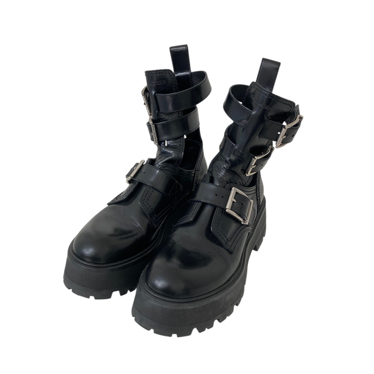 【中古】 ALEXANDER McQUEEN　 ベルトブーツ ブラック サイズ：37(23.5~24.0cm相当) 【030126】（アレキサンダーマックイーン）