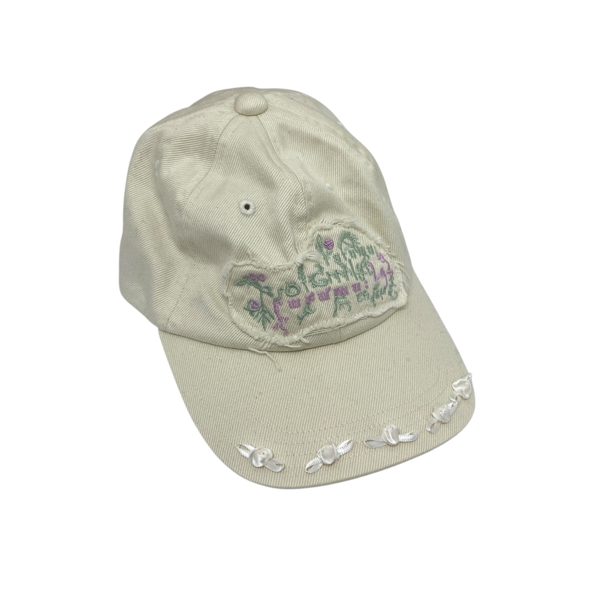 【中古】\u003cBR\u003erurumu\u003cBR\u003eplants embroidery logo cap 白いこと×緑であること×パープル 大いさ：Free\u003cBR\u003e【必要経費思いなおす】 キャップ-レディース帽子-帽子