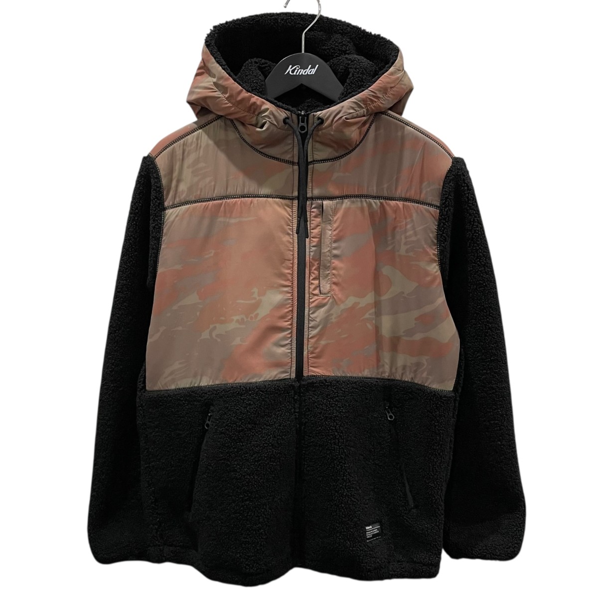 【中古】 Denham カモフラ柄切替ジップアップフーデッドフリースジャケット ADAMS JACKET CMF アダムスジャケット シーエムエフ 01-20-10-20-091 ブラック・レッド・カーキ サイズ：S 【価格見直し】