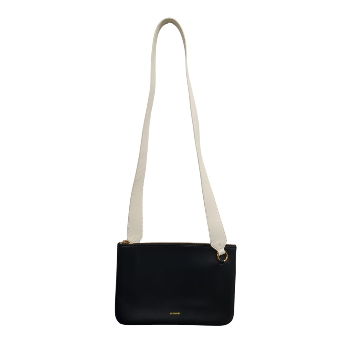 【中古】<br>JIL SANDER<br>ショルダーバッグ J08WG0022 ブラック×ホワイト<br>【価格見直し】