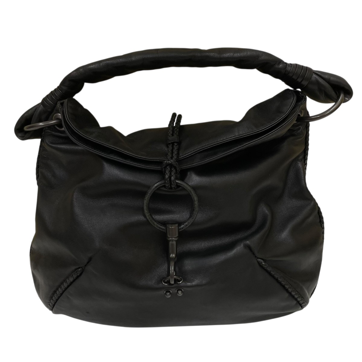 【中古】\u003cBR\u003eBOTTEGA VENETA\u003cBR\u003eなめし革ハンドバック 黒いこと\u003cBR\u003e【必要経費思いかえす】
