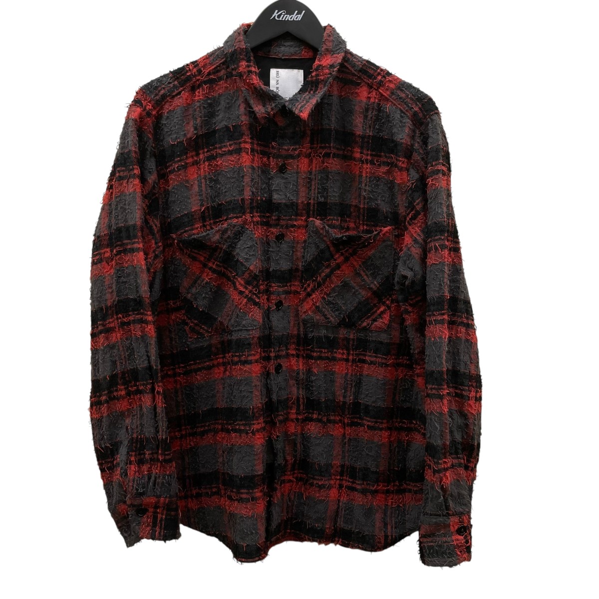 【中古】 BRU NA BOINNE バルバシャツ 長袖シャツ 4561A グレー×レッド サイズ：M 【価格見直し】