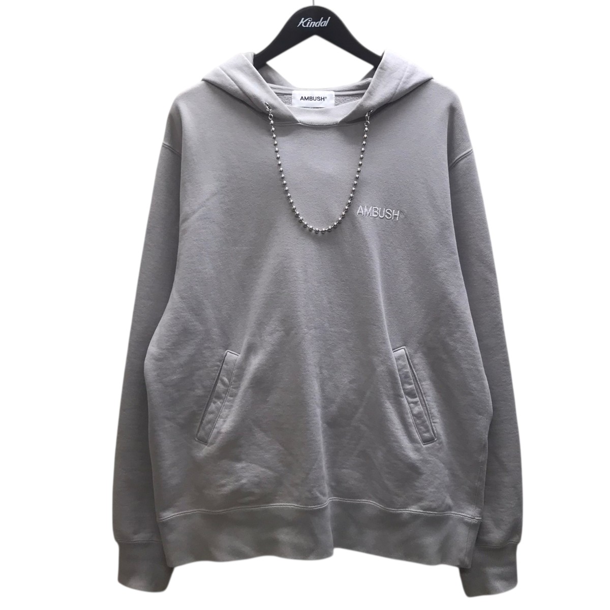 【中古】 AMBUSH 刺繍パーカー グレー サイズ：L 【価格見直し】
