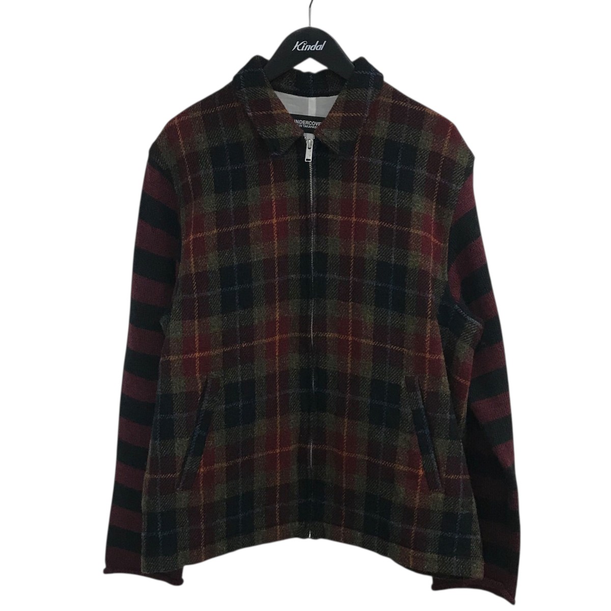 【中古】UNDERCOVER&times;Harris Tweed　チェック柄ブルゾン UC2E4214 バーガンディー&times;ブラック&times;カーキ サイズ：2 【040426】（アンダーカバー&times;ハリスツイード）｜ブランド古着のカインドオル