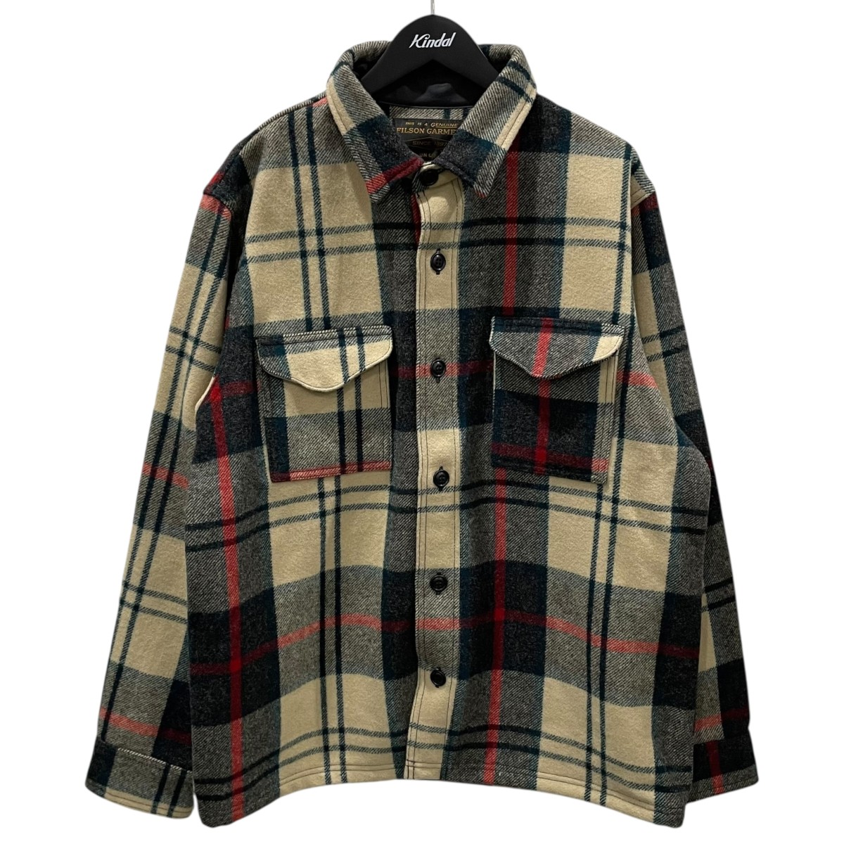 【中古】 FILSON GARMENT　 チェック柄ウールジャケット Lined Mackinaw Jac Shirt ラインドマッキノージャックシャツ 8049-45-30005 ベージュ・グリーン・レッド サイズ：L 【040426】（フィルソン ガーメント）