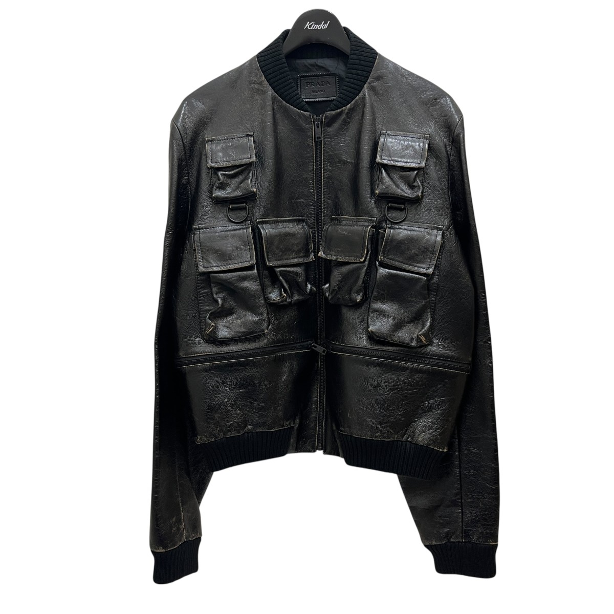 【中古】 PRADA レザージャケット UPW493 ブラック サイズ：52 【価格見直し】 115,830円
