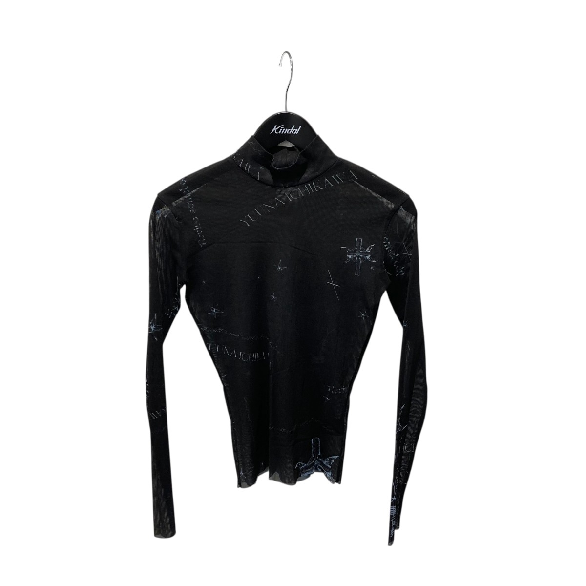 【中古】 YUUNA ICHIKAWA　 sheer tops ハイネックカットソー ブラック サイズ：F 【050126】（ユウナイチカワ）