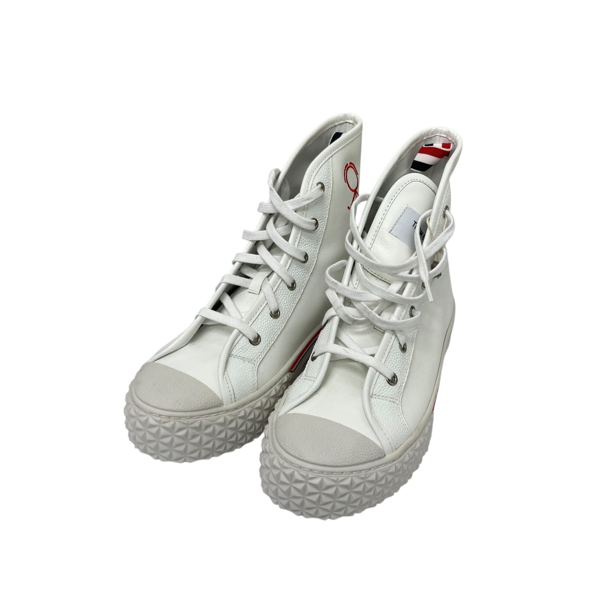 【中古】 Thom Browne High-Top Lace-Up Sneakers ハイカットスニーカー ホワイト サイズ：7/12 【価格見直し】
