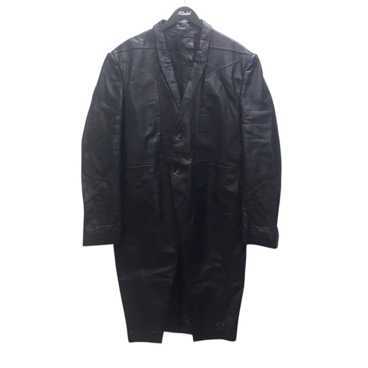 【中古】\u003cBR\u003eRICK OWENS\u003cBR\u003e22FW  jumbo tatlin leather coat なめし革厚地の外套／ジャンボタトリンコート 黒いこと 大きさ：48\u003cBR\u003e【必要経費思いかえす】