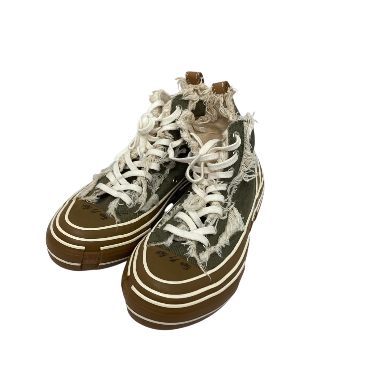 【中古】 VESSEL ハイカットスニーカー カーキ×ブラウン 【価格見直し】