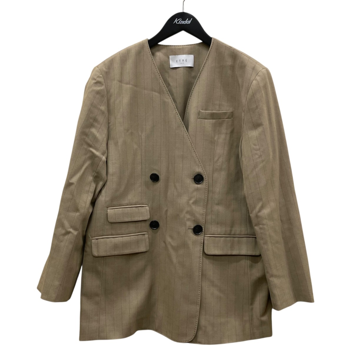 【中古】 ETRE TOKYO 1224501021 ノーカラージャケット ベージュ サイズ：S 【価格見直し】