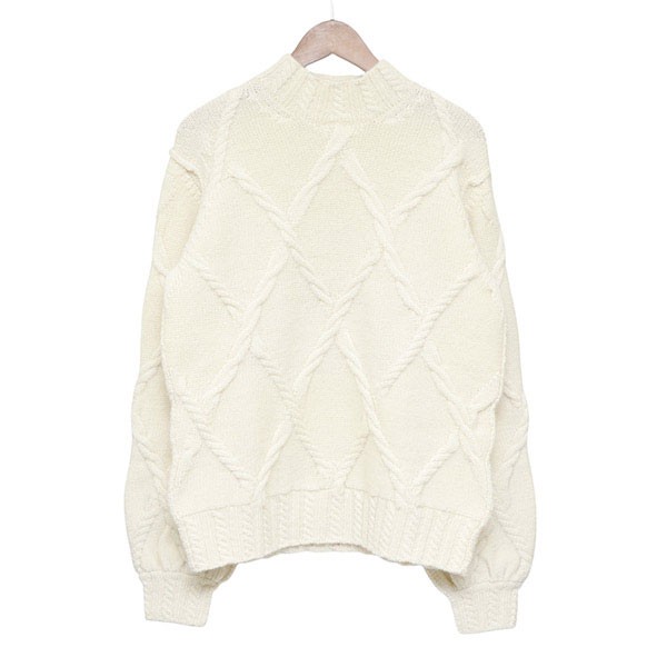 【中古】 TAO COMME des GARCONS 2023AW　モックネックケーブルニット　ボリュームスリーブオーバーサイズセーター　TL-N013 ベージュ サイズ：S 【価格見直し】 17,186円