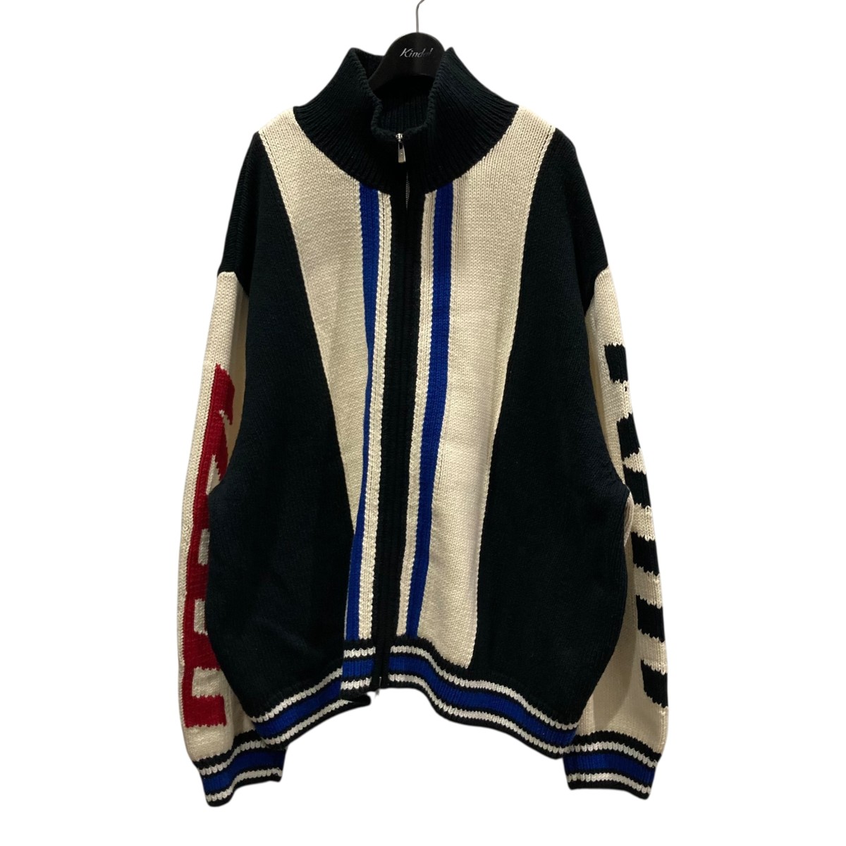 【中古】<br>KITH<br>カラーブロック切替ジップアップニット ホワイト×ブラック×ブルー サイズ：XXL<br>【価格見直し】