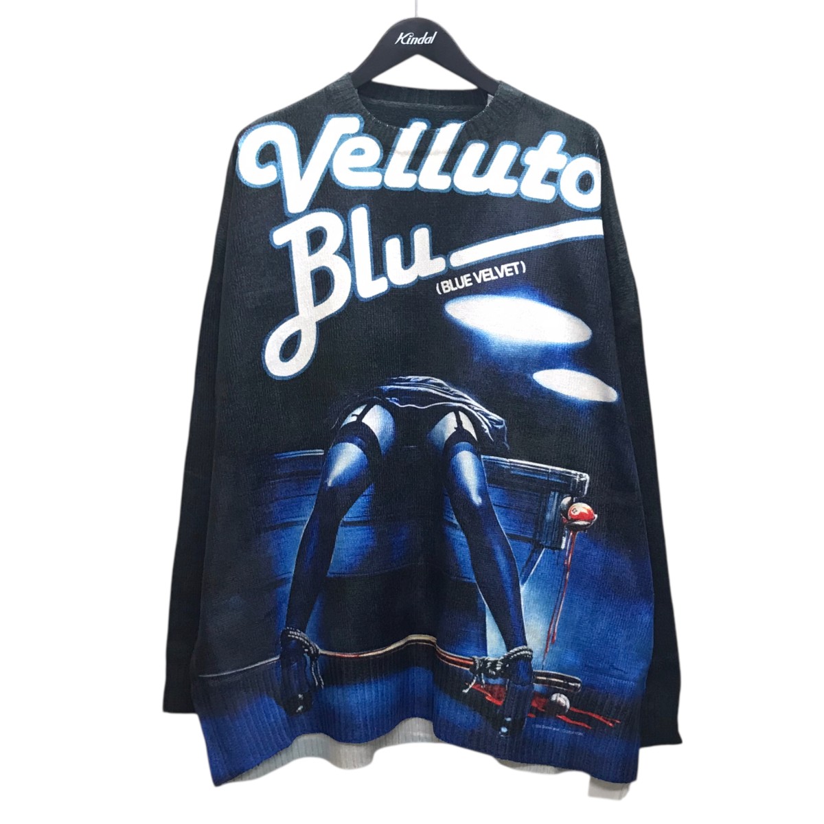 【中古】 DAIRIKU 25SS Blue Velvet Poster Transcription Pullover Knit 長袖ニット ブルー サイズ：F 【価格見直し】