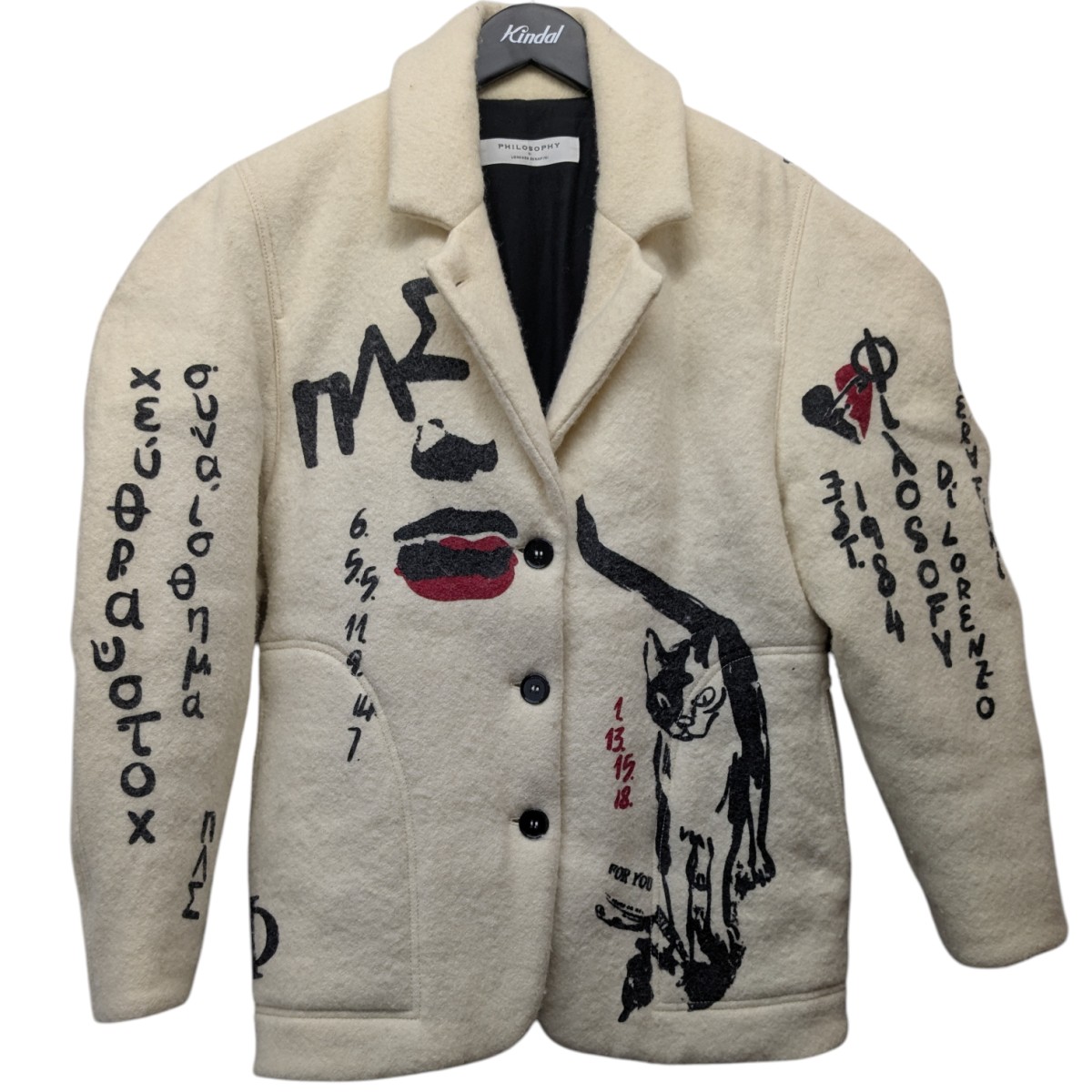 【中古】 PHILOSOPHY グラフィックウールジャケット A06047136 クリーム サイズ：S 【価格見直し】