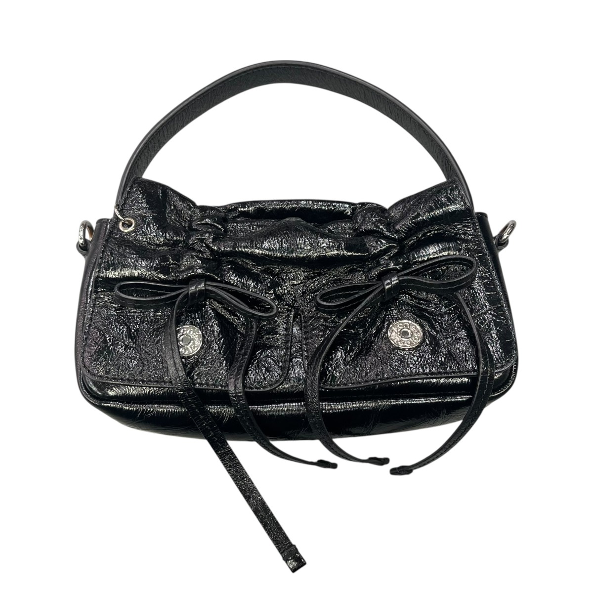【中古】\u003cBR\u003eACNE STUDIOS\u003cBR\u003eMultipocket Micro Crossbody Crinkied ショルダーバック 黒いこと 大いさ：-\u003cBR\u003e【通貨価値思いなおす】