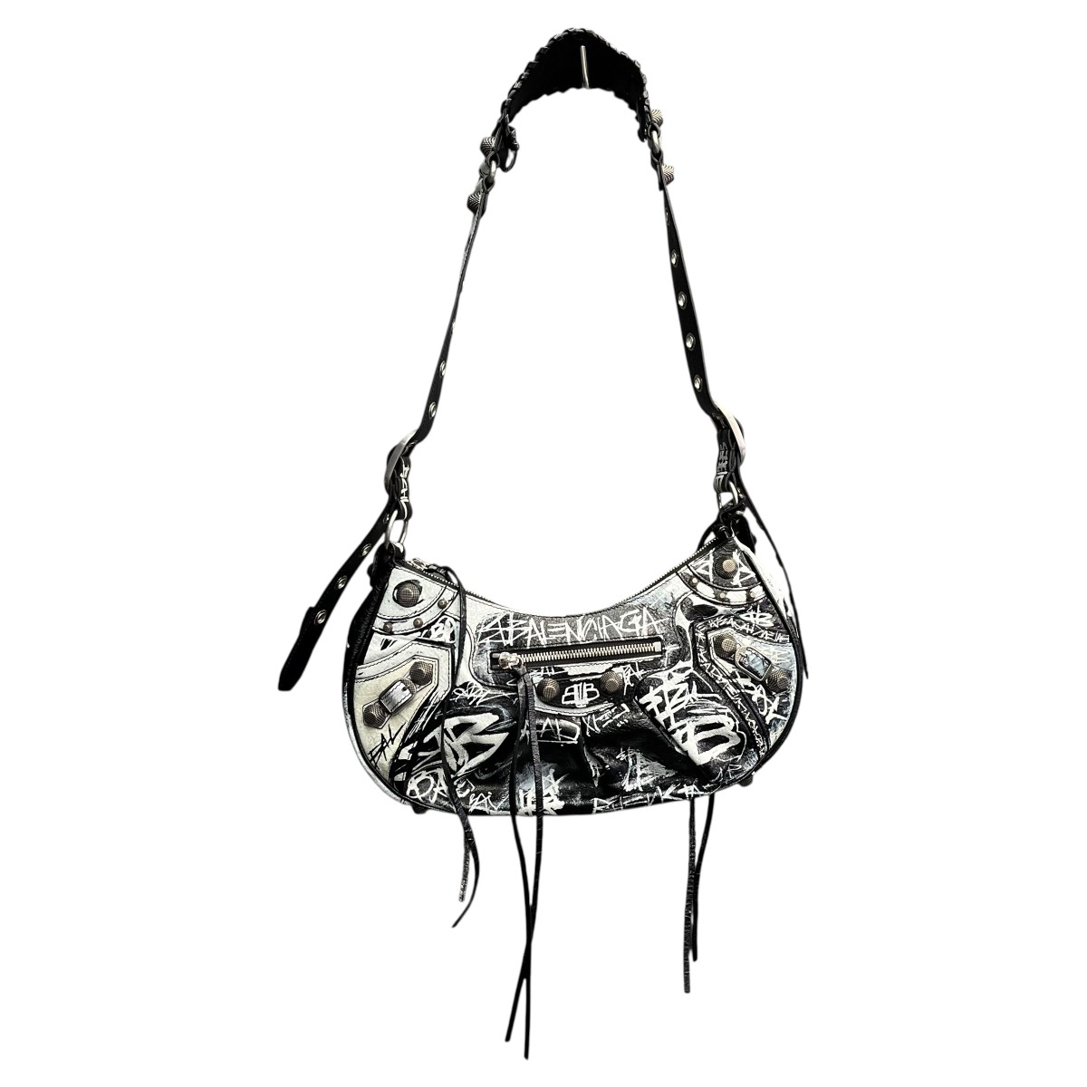 【中古】\u003cBR\u003eBALENCIAGA\u003cBR\u003e923-8 サウスまっ盛り ショルダーバック 671307 黒いこと×白いこと\u003cBR\u003e【通貨価値思いなおす】