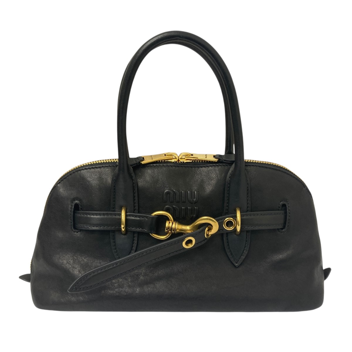 【中古】 MIU MIU　 スモールアバンチュールナッパレザートップハンドルバッグ ブラック サイズ：スモール 【110126】（ミュウミュウ）
