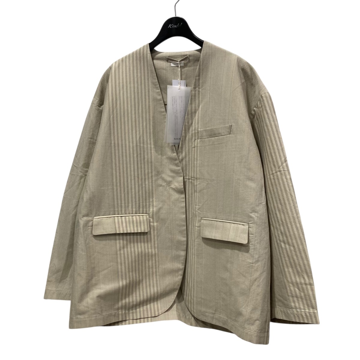 【中古】 SEEALL COLLARLESS JACKET コットンシルクノーカラージャケット SAU53 JK185 アイボリー サイズ：1 【価格見直し】 14,245円
