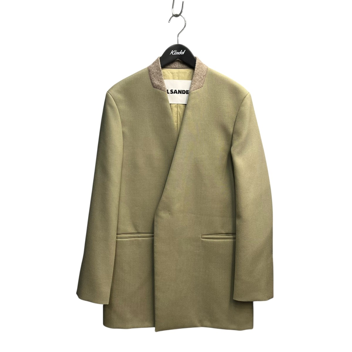 【中古】 JIL SANDER 22AW 1B Collar Less Jacket テーラードジャケット J21BN0011 J40005 グリーン サイズ：46 【価格見直し】