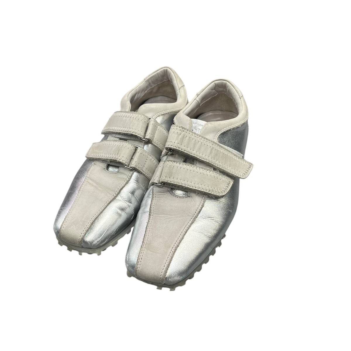 【中古】<br>FETICO<br>SQUARE-TOE LEATHER SNEAKERS ローカットスニーカー FTC252-3001 シルバー サイズ：36<br>【価格見直し】