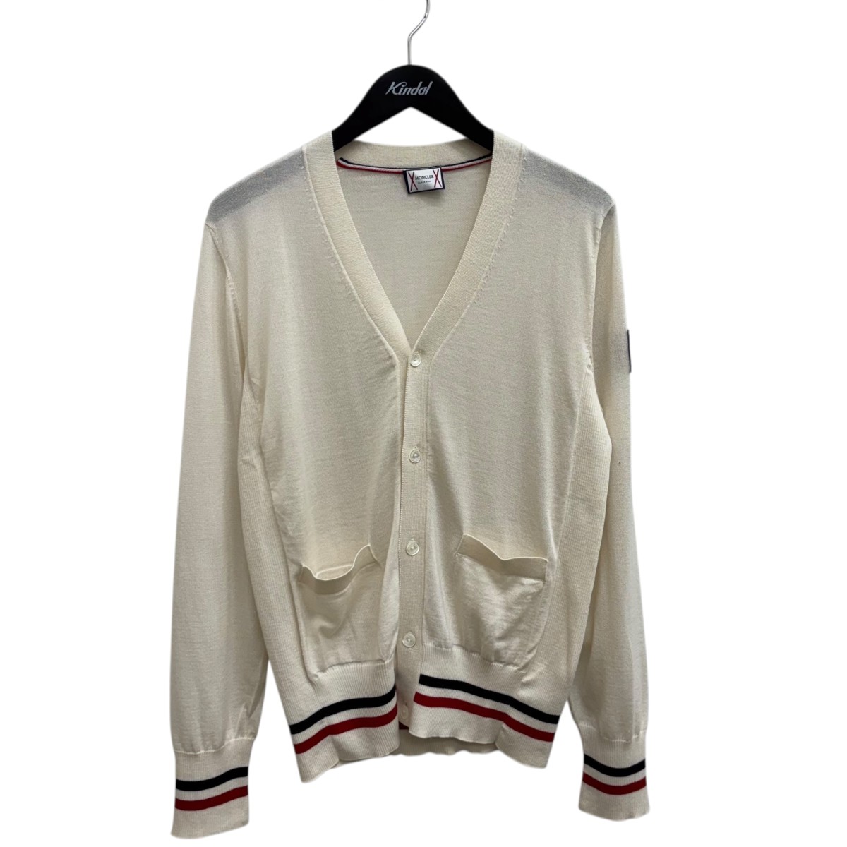 【中古】\u003cBR\u003eMONCLER\u003cBR\u003eMAGLIONE TRICOT CARDIGAN ジレー C23919417900 ベージュ 大きさ：M\u003cBR\u003e【必要経費思いかえす】