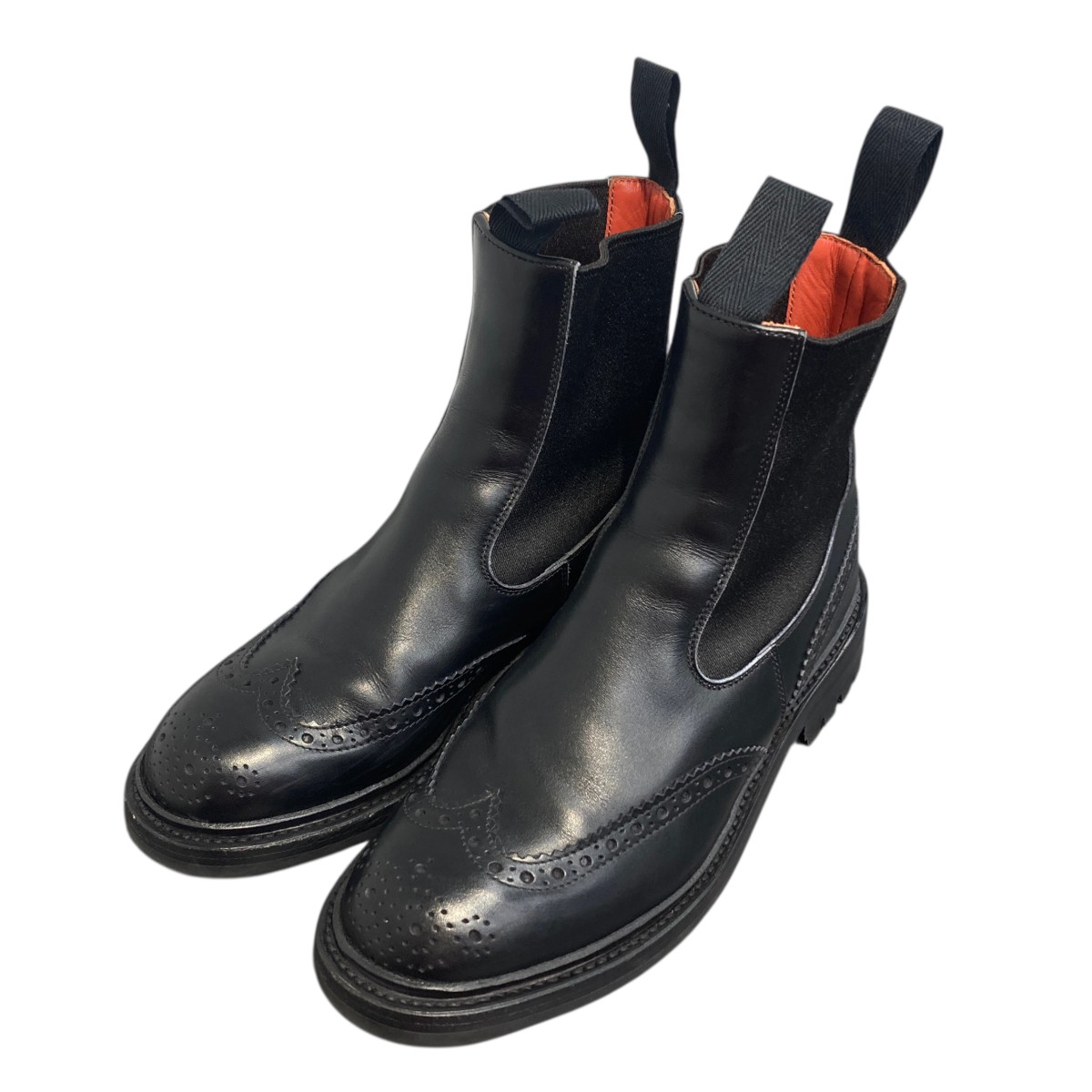 【中古】 Tricker’s ELASTIC SIDED BROGUE BOOTS サイドゴアブーツ 957104 ブラック サイズ：5(約24cm) 【価格見直し】