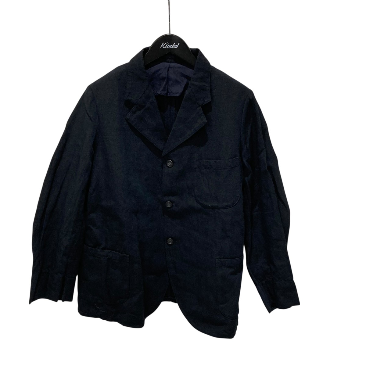 【中古】 BEAMS PLUS タスランリネンヘリンボーン3Bワークジャケット 38-16-0226-791 ネイビー サイズ：M 【価格見直し】