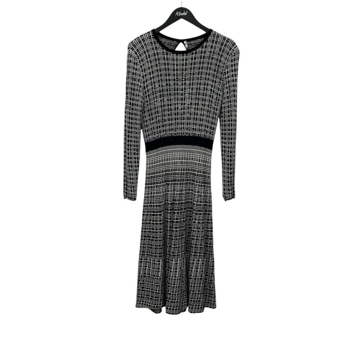 【中古】 ROCHAS ニットワンピース 32-158-11-061128 ブラック×ホワイト サイズ：XS 【価格見直し】
