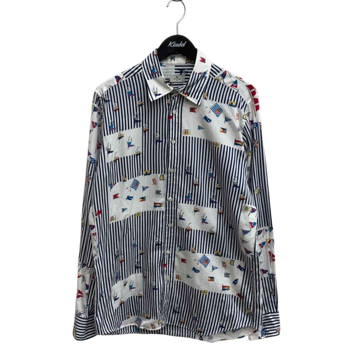 【中古】ETRO 総柄プルオーバー 211-13190-4734 白いこと×青色 大いさ：L 【130126】（エトロ） メンズファッション-トップス-その他