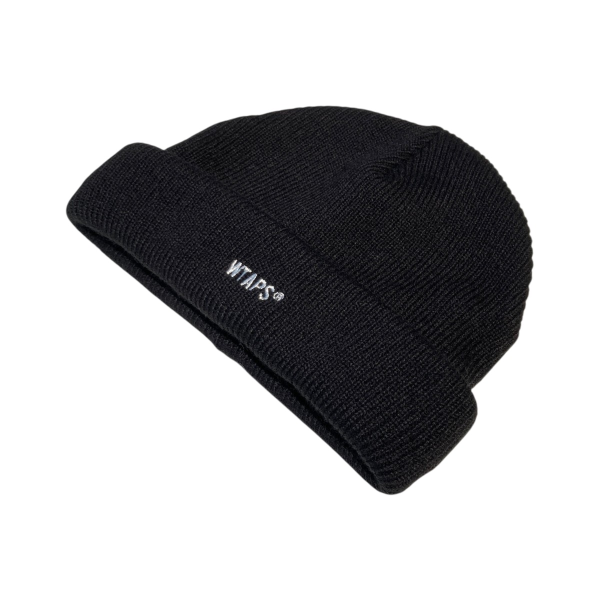 WTAPS ブラックニット帽 サイズF 関送込! WTAPS ストリート シンプル ロゴ刺繍 ニット帽 (WTAPS/ニット