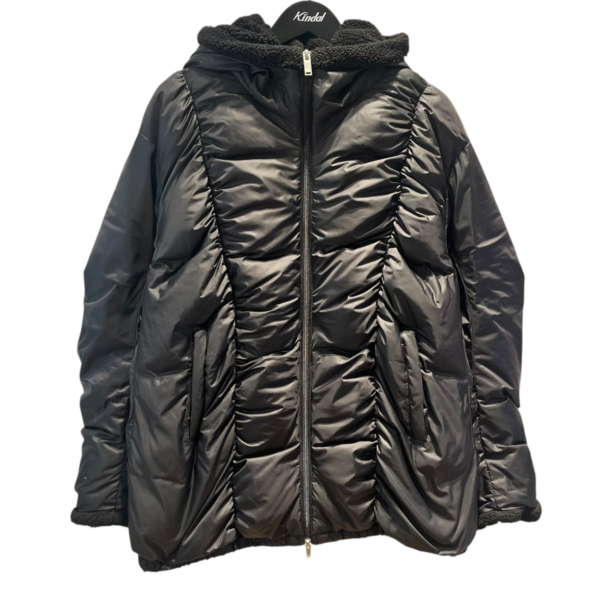 【中古】 Boutique Ordinary　 Padded Down shirring Jacket 定価42，900円 ダウンジャケット BO23-323J ブラック サイズ：Free 【130126】（ブティークオーディナリー）