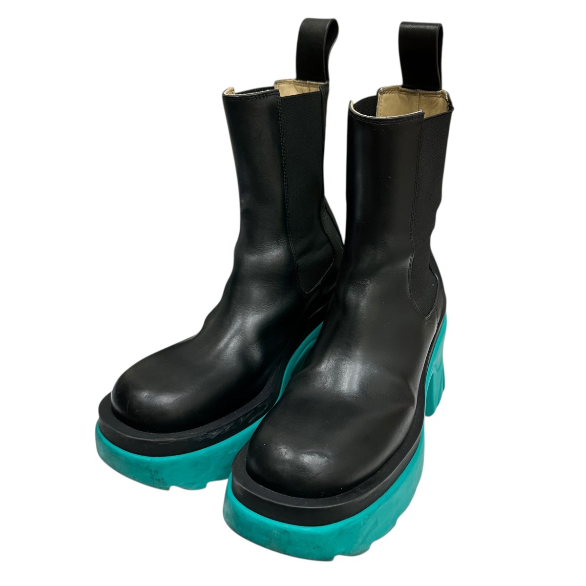 【中古】\u003cBR\u003eBOTTEGA VENETA\u003cBR\u003eFlash Ankle boots ブーツ 黒いこと×エメラルド緑であること 大きさ：35(約22糎)\u003cBR\u003e【通貨価値思いなおす】