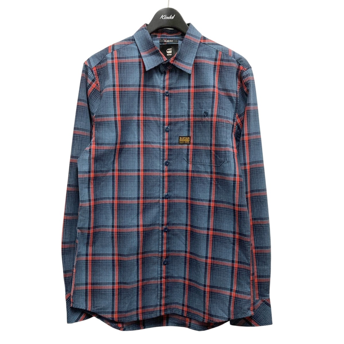 【中古】 G-STAR RAW　 Bristum 2．0 Slim Shirt チェック長袖シャツ D23553 D412 ネイビー サイズ：M 【140126】（ジースター・ロウ）