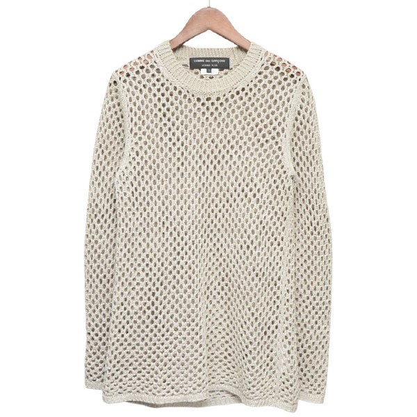 【中古】COMME des GARCONS HOMME PLUS2015SS　メッシュニット　リネンセーター　PO-N016 ベージュ サイズ：S【価格見直し】｜ブランド古着のカインドオル