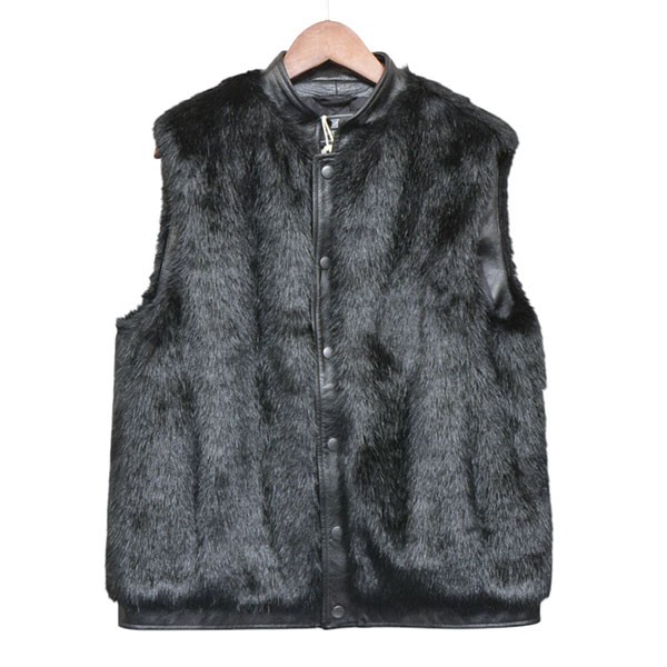 【中古】TUITACI2022AW　STAND COLLAR RIDERS FUR VEST スタンドカラーファーベスト　T22AW-V01 ブラック サイズ：2【価格見直し】｜ブランド古着のカインドオル