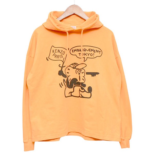 【中古】 KENZO　 BOKE BOY TRAVELS　クロップドプルオーバーパーカー　ロゴプリントフーディ　FD52TS0324SE オレンジ サイズ：XS 【190126】（ケンゾー） 8,357円
