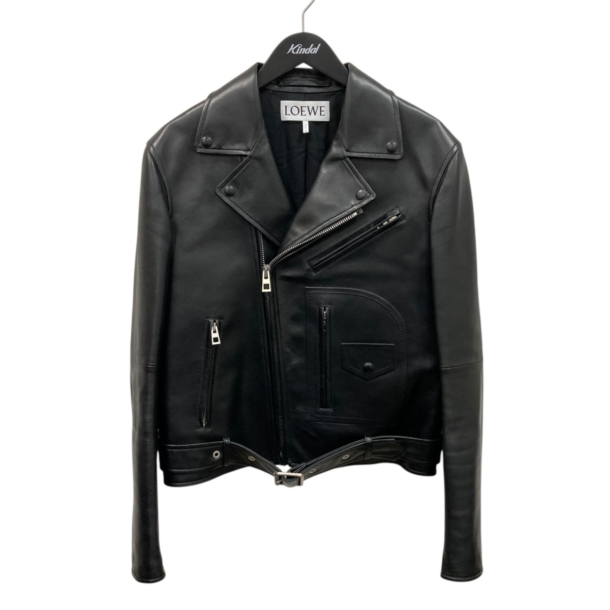 【中古】\u003cBR\u003eLOEWE\u003cBR\u003eナッパラムスキン レザーライダースジャケット 1727273／H526Y19L98 黒いこと 大きさ：46\u003cBR\u003e【必要経費思いかえす】