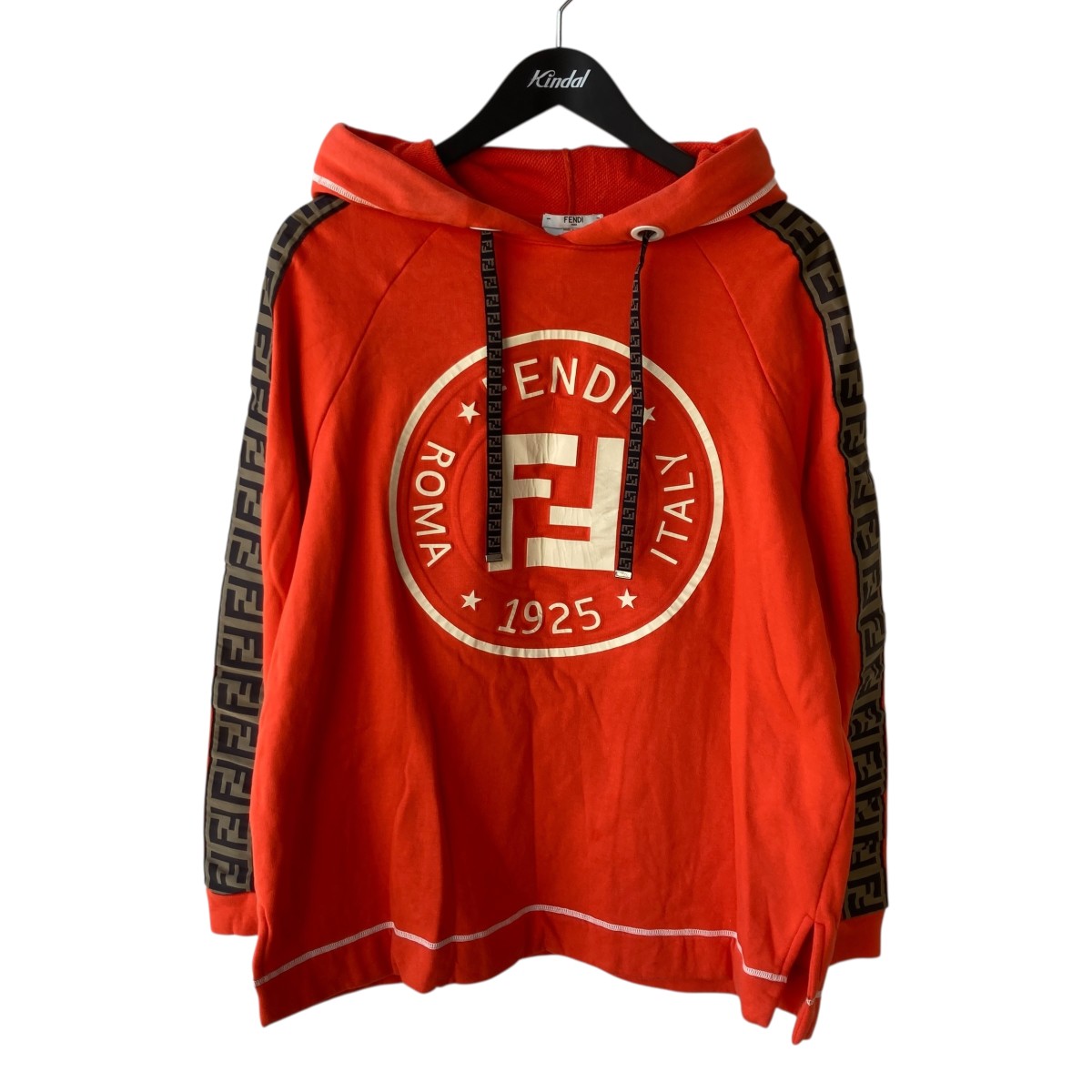 【中古】 FENDI Logo Stripe Hooded Sweatshirt パーカー FAF105 A6ML レッド サイズ：L 【価格見直し】