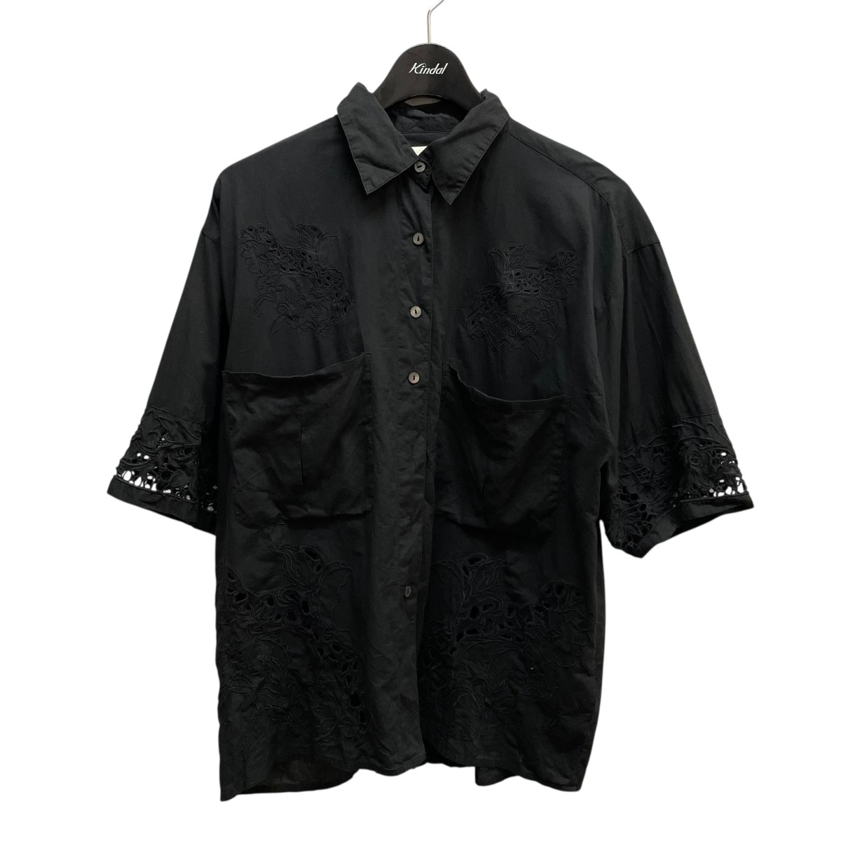 【中古】 anuke　 Cutwork Lace Shirts 半袖シャツ 62410402 ブラック サイズ：F 【220126】（アンヌーク）