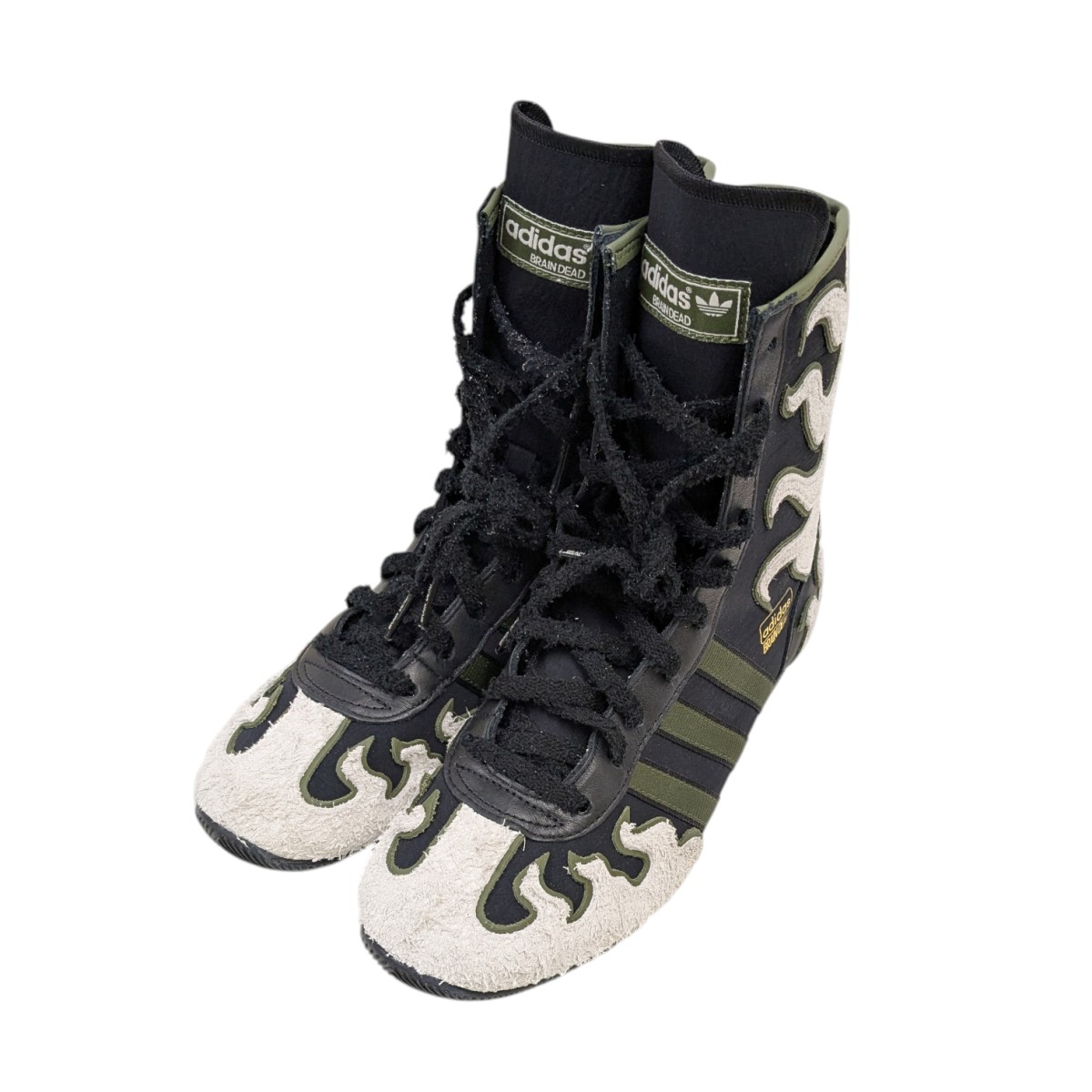 【中古】 adidas×BRAIN DEAD Japan Hi Core Black Crystal White Gold Metallic ハイカットスニーカー ホワイト×ブラック サイズ：26cm 【価格見直し】