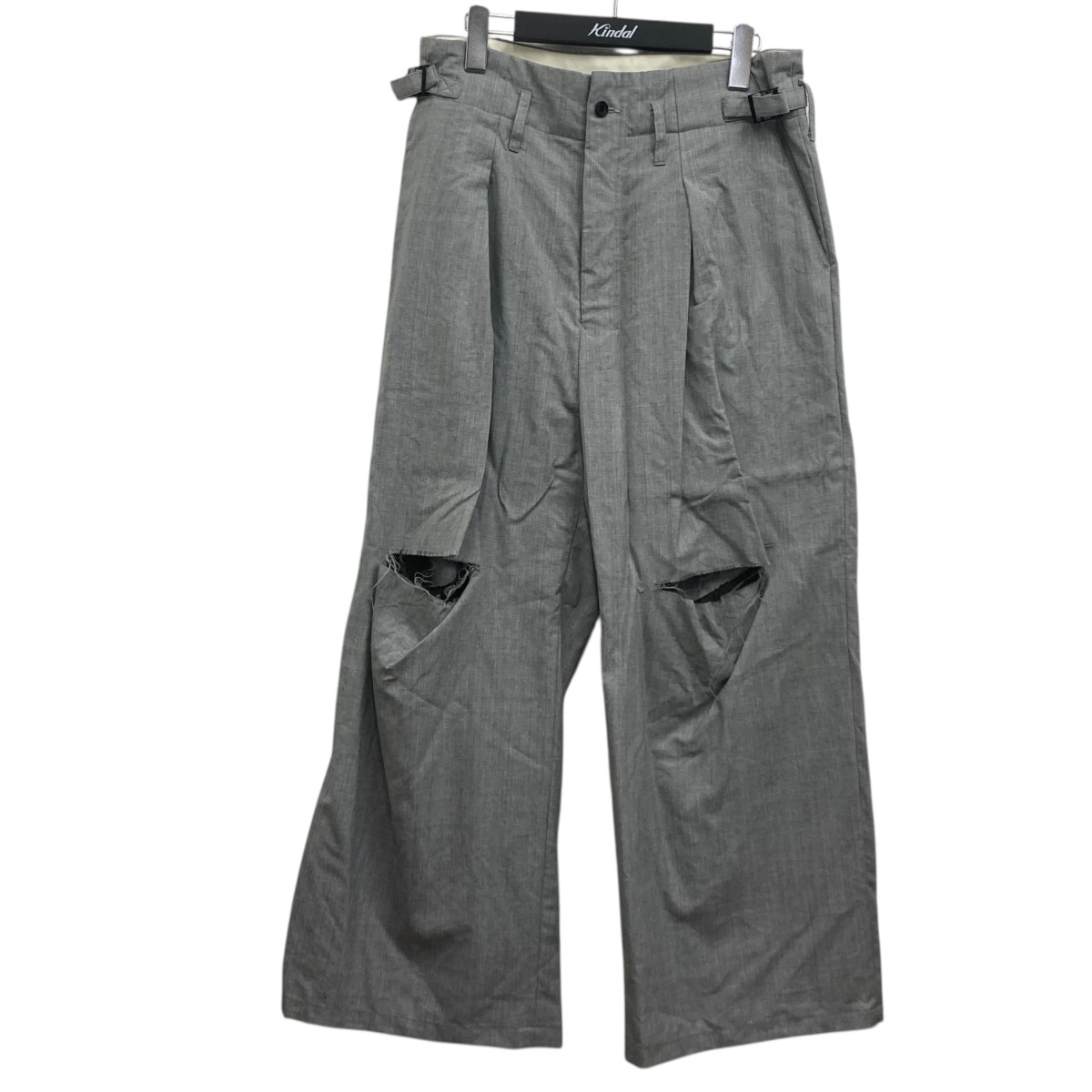 【中古】 ANCELLM ウールダメージワイドスラックス グレー サイズ：1 【価格見直し】