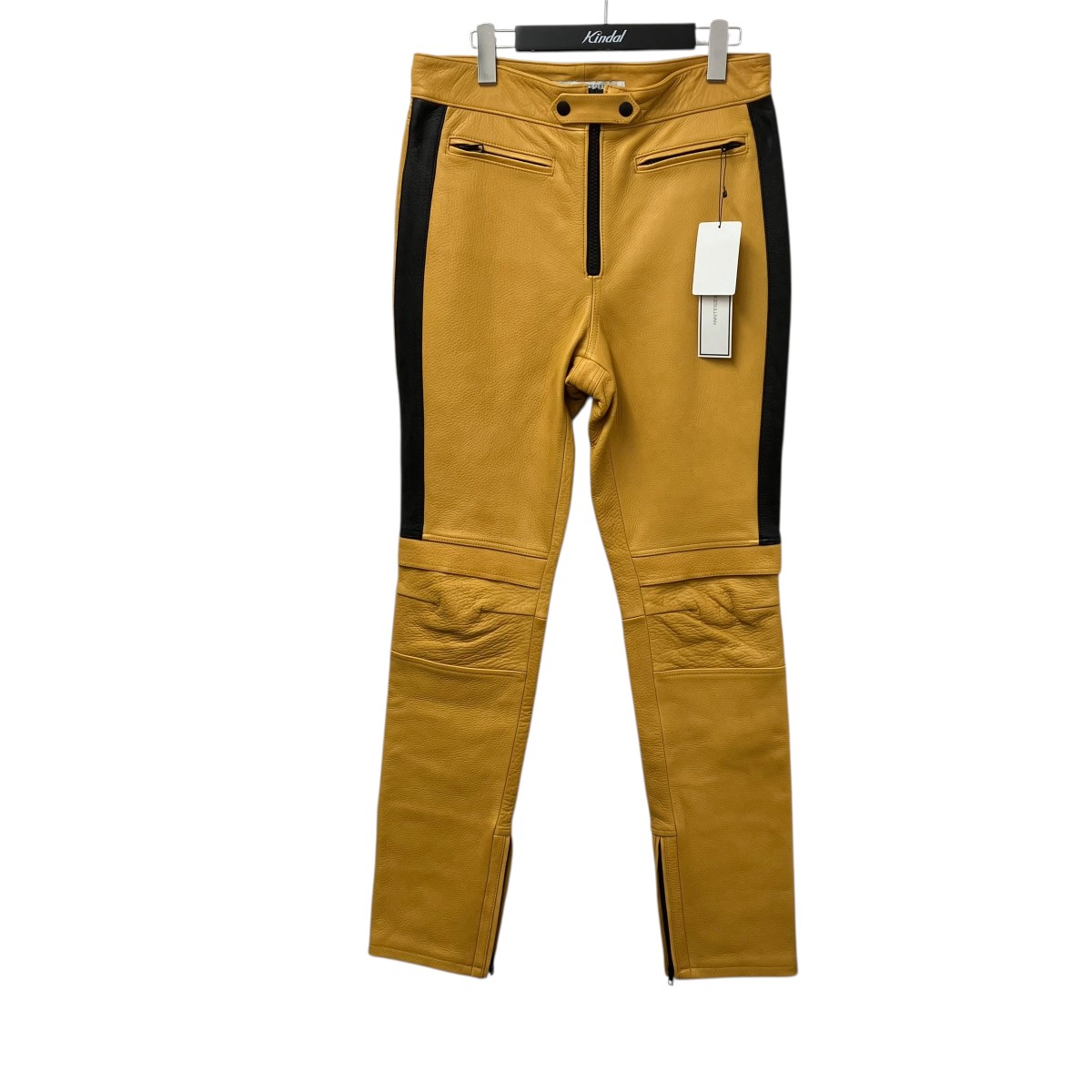 【中古】JOHN LAWRENCE SULLIVAN　レザーパンツ 2B008-0517-35 イエロー サイズ：48 【240126】（ジョンローレンスサリバン）｜ブランド古着のカインドオル