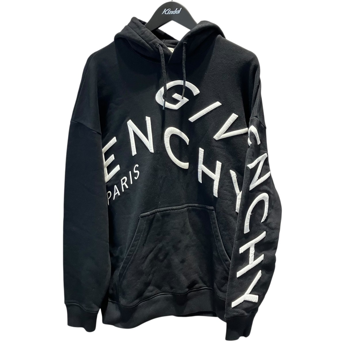 【中古】GIVENCHY　21SS ロゴ刺繍 プルオーバーパーカー BMJ07G30AF ブラック サイズ：S 【230126】（ジバンシィ）｜ブランド古着のカインドオル