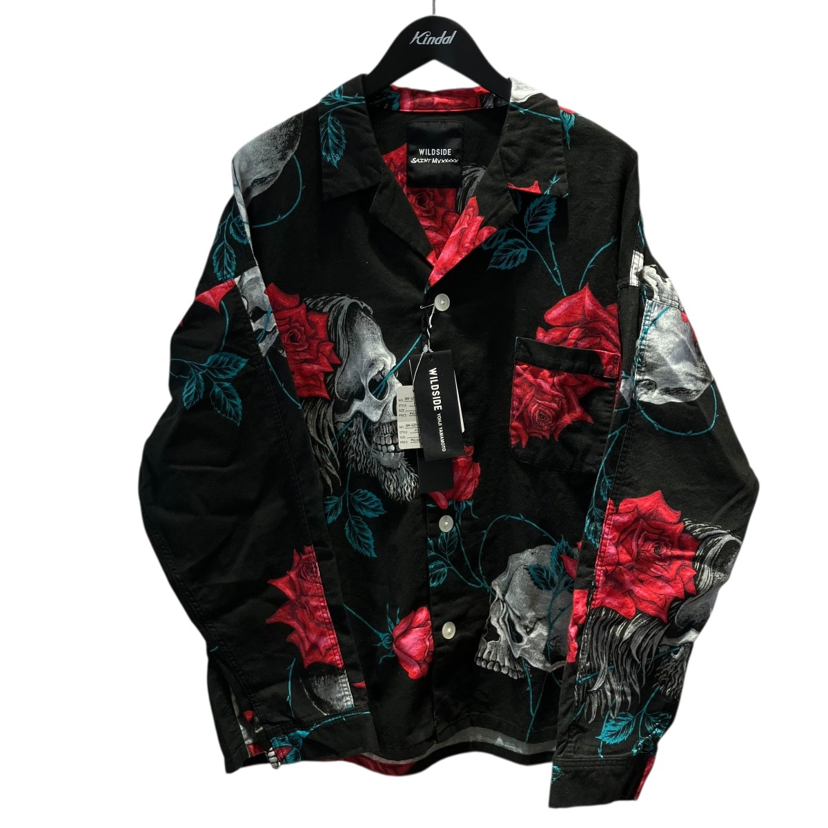 【中古】 SAINT Mxxxxxxxx×WILDSIDE　 PAJAMA SHIRT 総柄 スカルローズ長袖シャツ SZ-B01-018-1-03 ブラック サイズ：03 【230126】（セント マイケル）