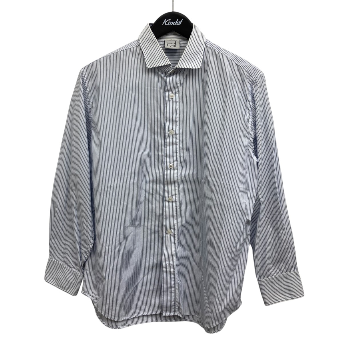 【中古】 BASERANGE　 ポプリンシャツ ホワイト×ブルー サイズ：XS 【240126】（ベースレンジ）
