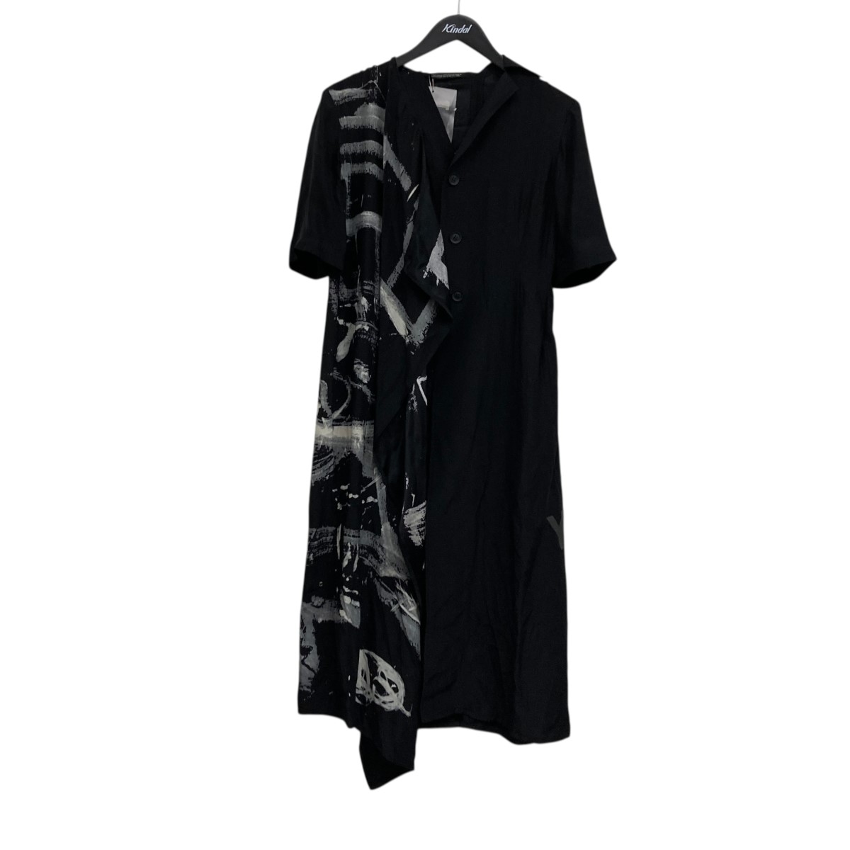 【中古】 yohji yamamoto+Noir　 シルクデザインワンピース ブラック サイズ：1 【250126】（ヨウジヤマモトプリュスノアール）