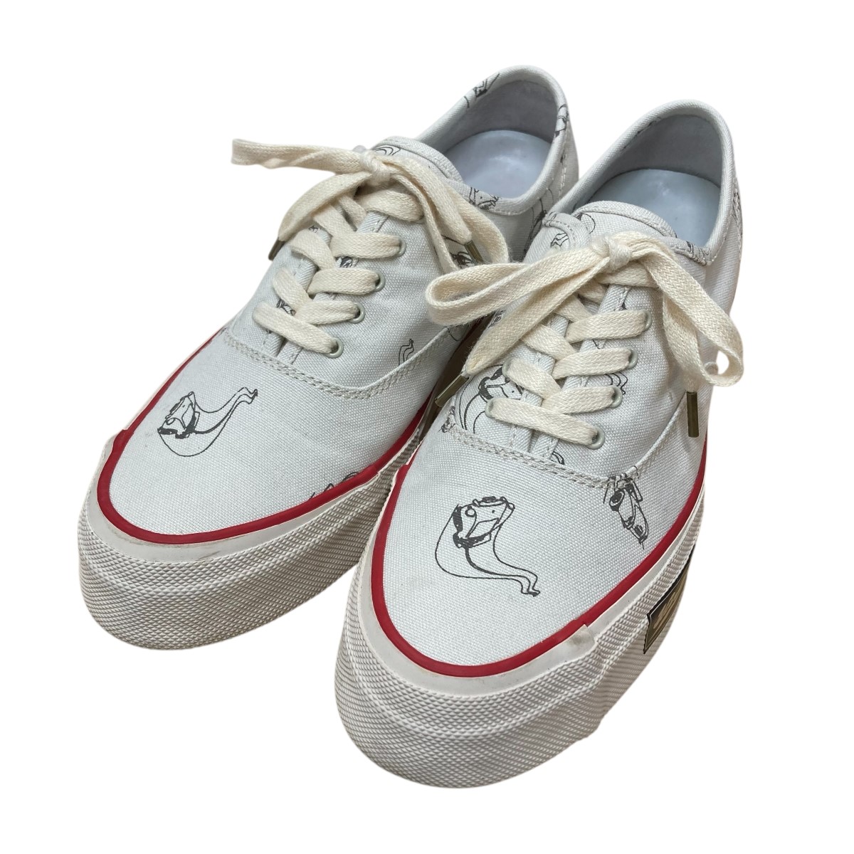 【中古】<br>VISVIM<br>ローカットスニーカー ホワイト×グレー サイズ：8<br>【価格見直し】